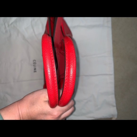 Authentic CELINE Micro Luggage Calfskin Red Coquelicot Excellent RECEIPT - Picture 10 of 17